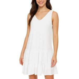 Mikey & Joey White Swiss Dot Tiered Summer Dress - Size Medium